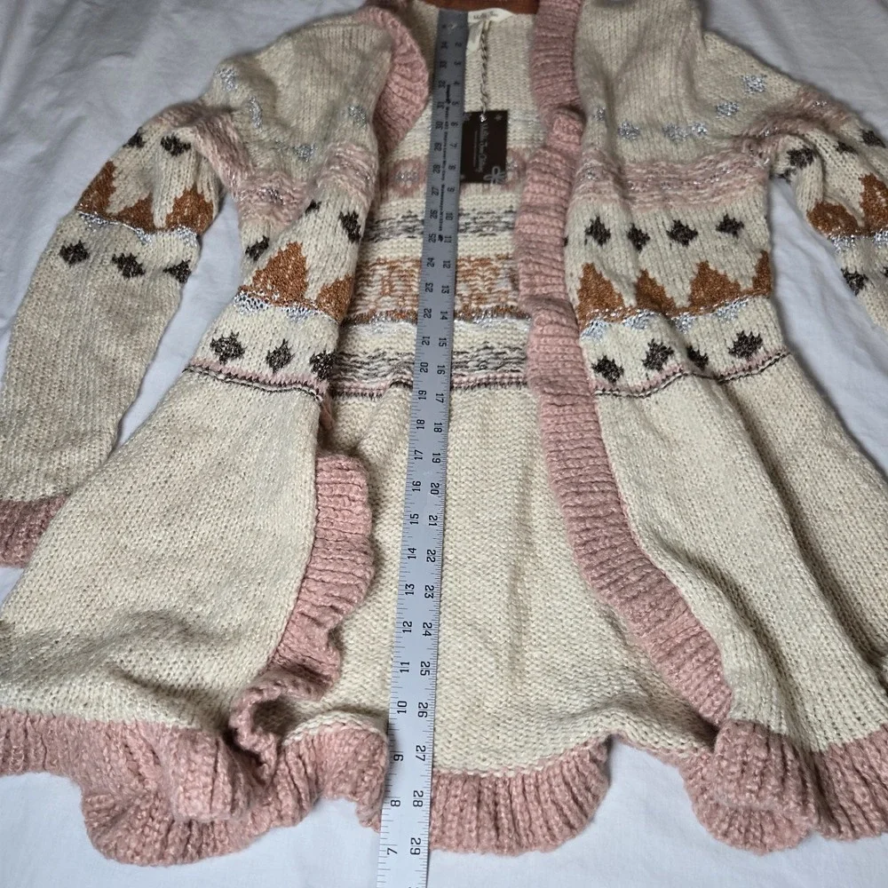 Matilda Jane Open Cardigan‎ Just Imagine Jacie Ruffled Wool Blend Sz Small NWT